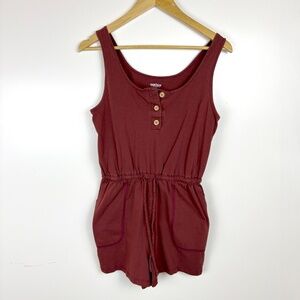 Imbodhi Ella Romper Womens Size M Redwood Sleeveless Pyratex Organic Cotton